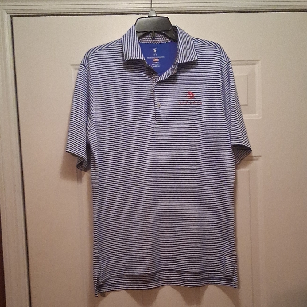 Men's Fairway And Greene LaPlaya Blue And White Stripe Polo